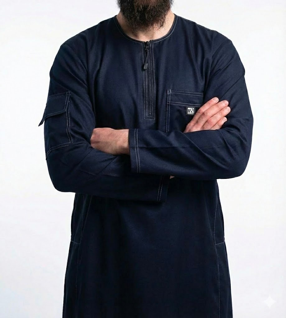 Qamis Tergal Oversize Bleu Nuit – Image 6