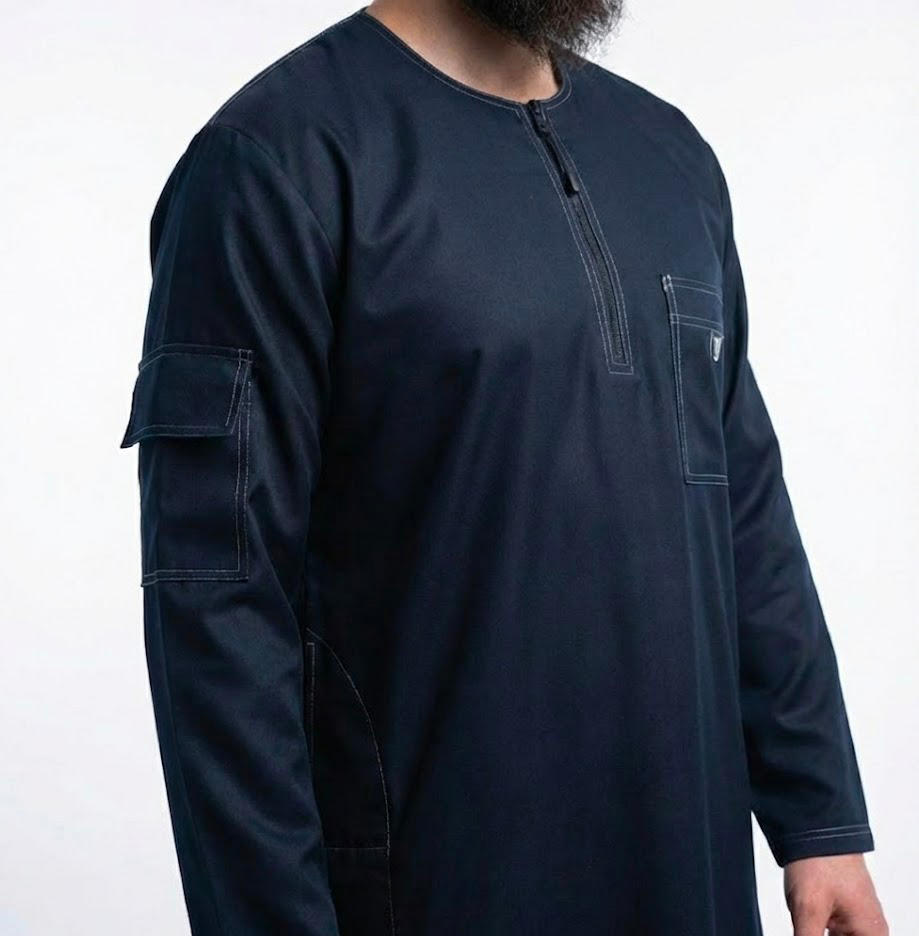 Qamis Tergal Oversize Bleu Nuit – Image 2