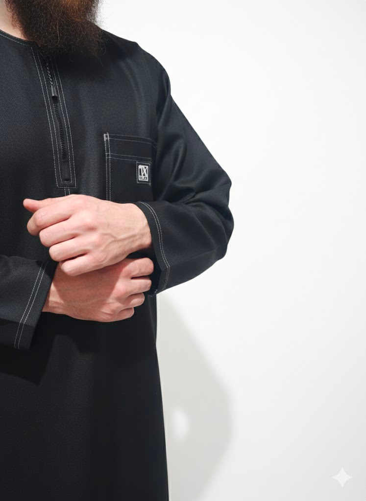 Qamis Tergal Oversize Noir – Image 7