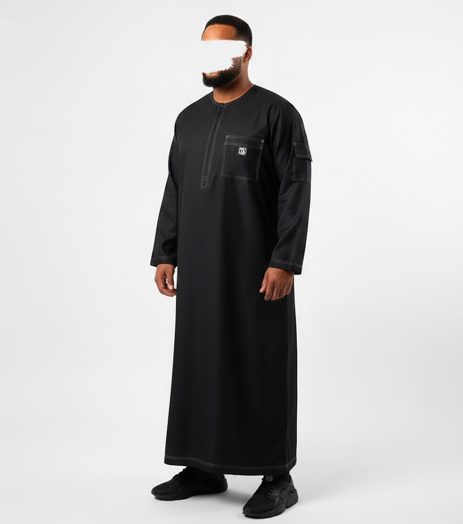 Qamis Tergal Oversize Noir – Image 3