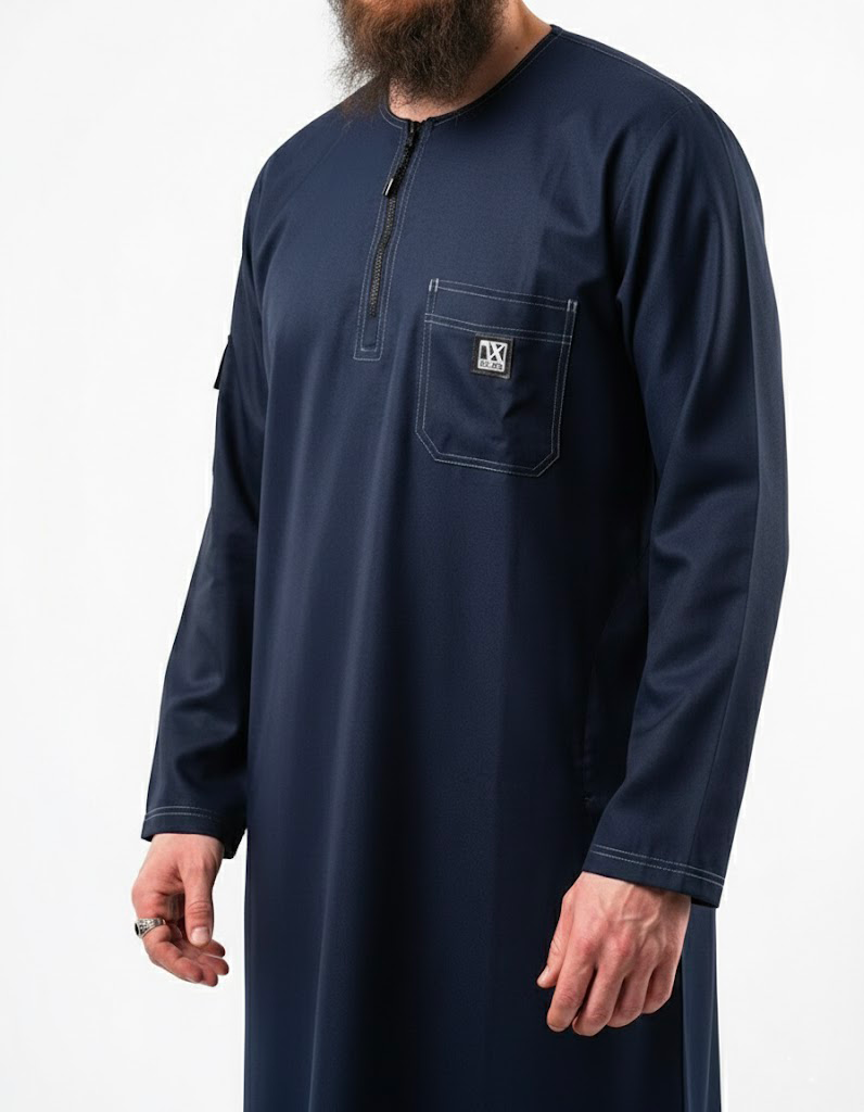 Qamis Tergal Oversize Bleu Nuit