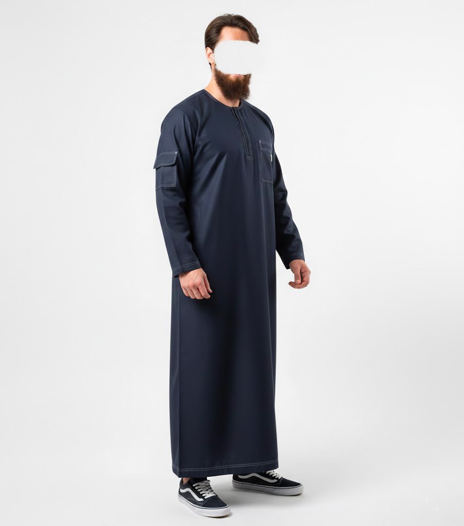 Qamis Tergal Oversize Bleu Nuit – Image 7