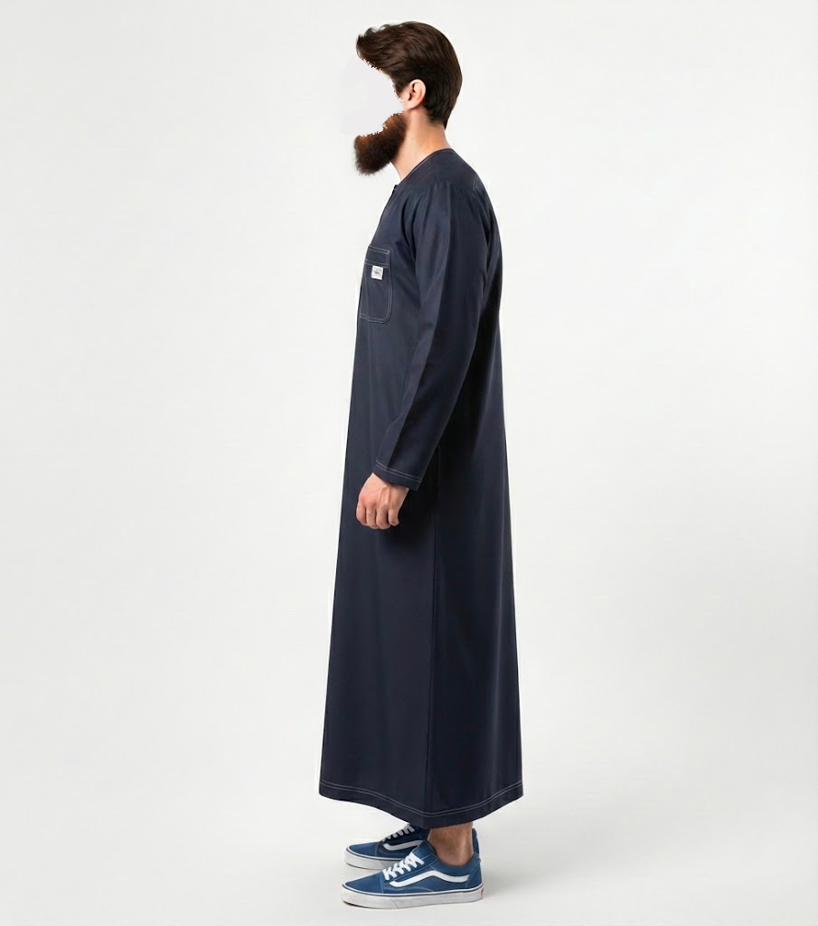 Qamis Tergal Oversize Bleu Nuit – Image 8