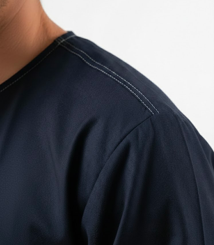 Qamis Tergal Oversize Bleu Nuit – Image 3