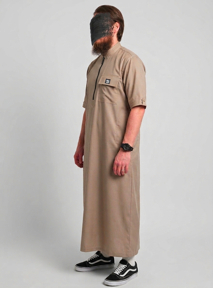 Qamis Summer Toile Coton (fibre de bamboo) Oversize Beige