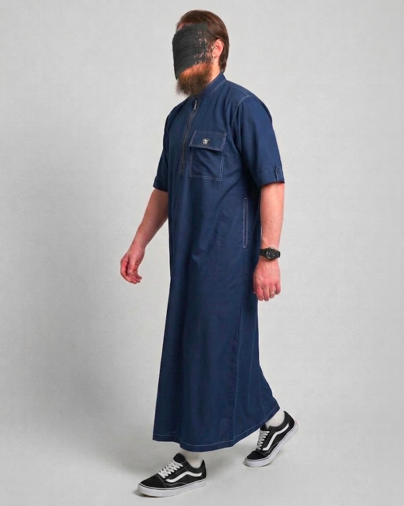 Qamis Summer Toile Coton (fibre de bamboo) Oversize Bleu Nuit