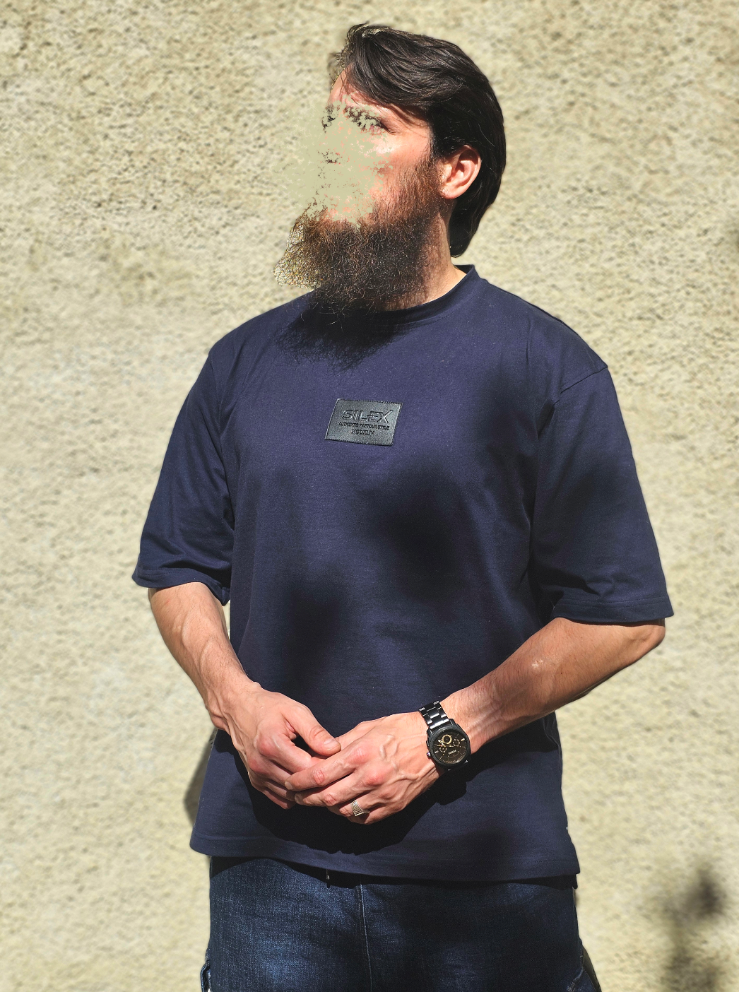 T-shirt 100% Coton - coupe Oversize Homme - bleu nuit- Style Streetwear & Urbain | Silex – Image 12