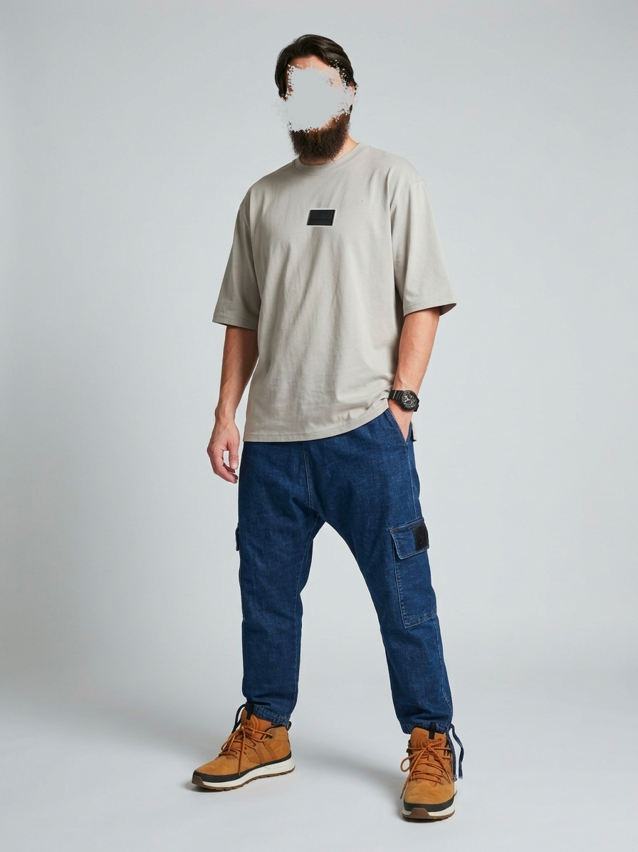 Jean Cargo Oversize Homme bleu brut- Style Streetwear & Urbain | Silex – Image 2