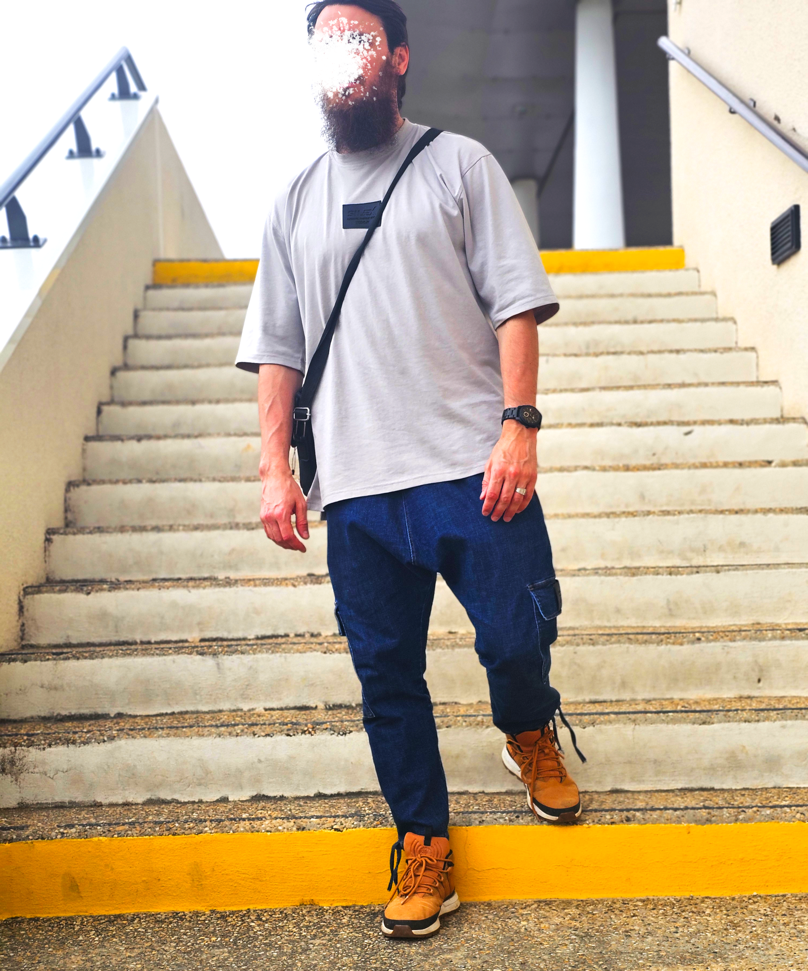 T-shirt 100% Coton - coupe Oversize Homme - gris clair - Style Streetwear & Urbain | Silex – Image 4