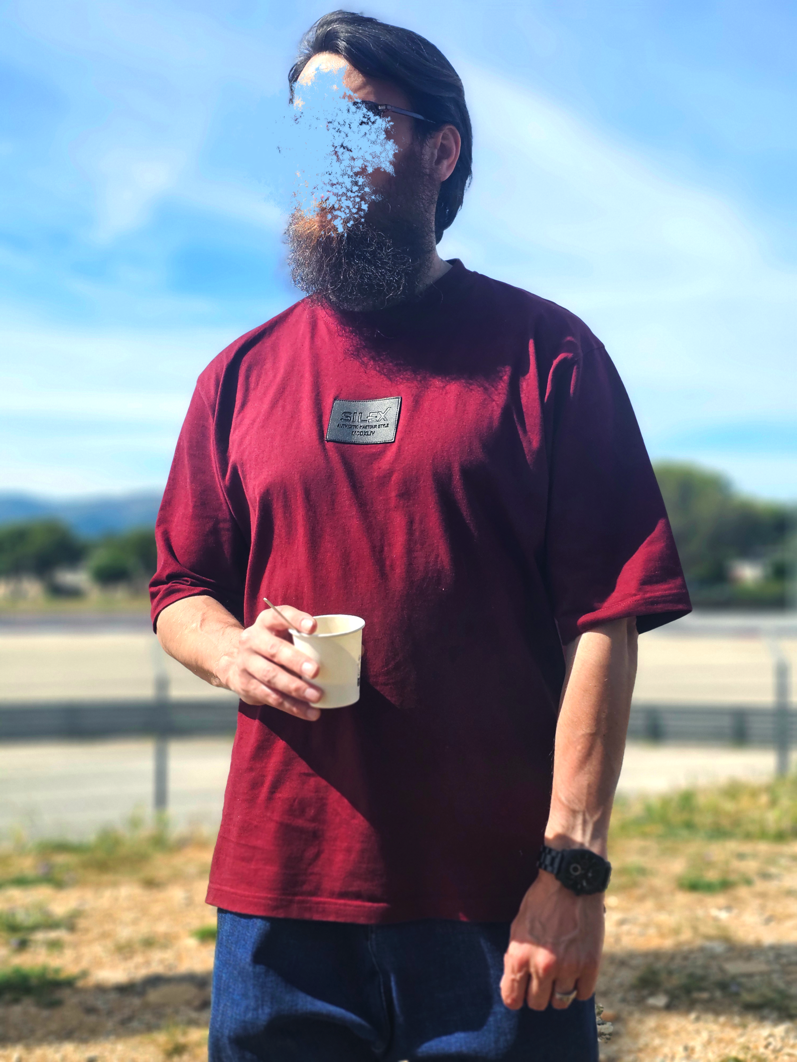 T-shirt 100% Coton - coupe Oversize Homme - bordeaux - Style Streetwear & Urbain | Silex – Image 2