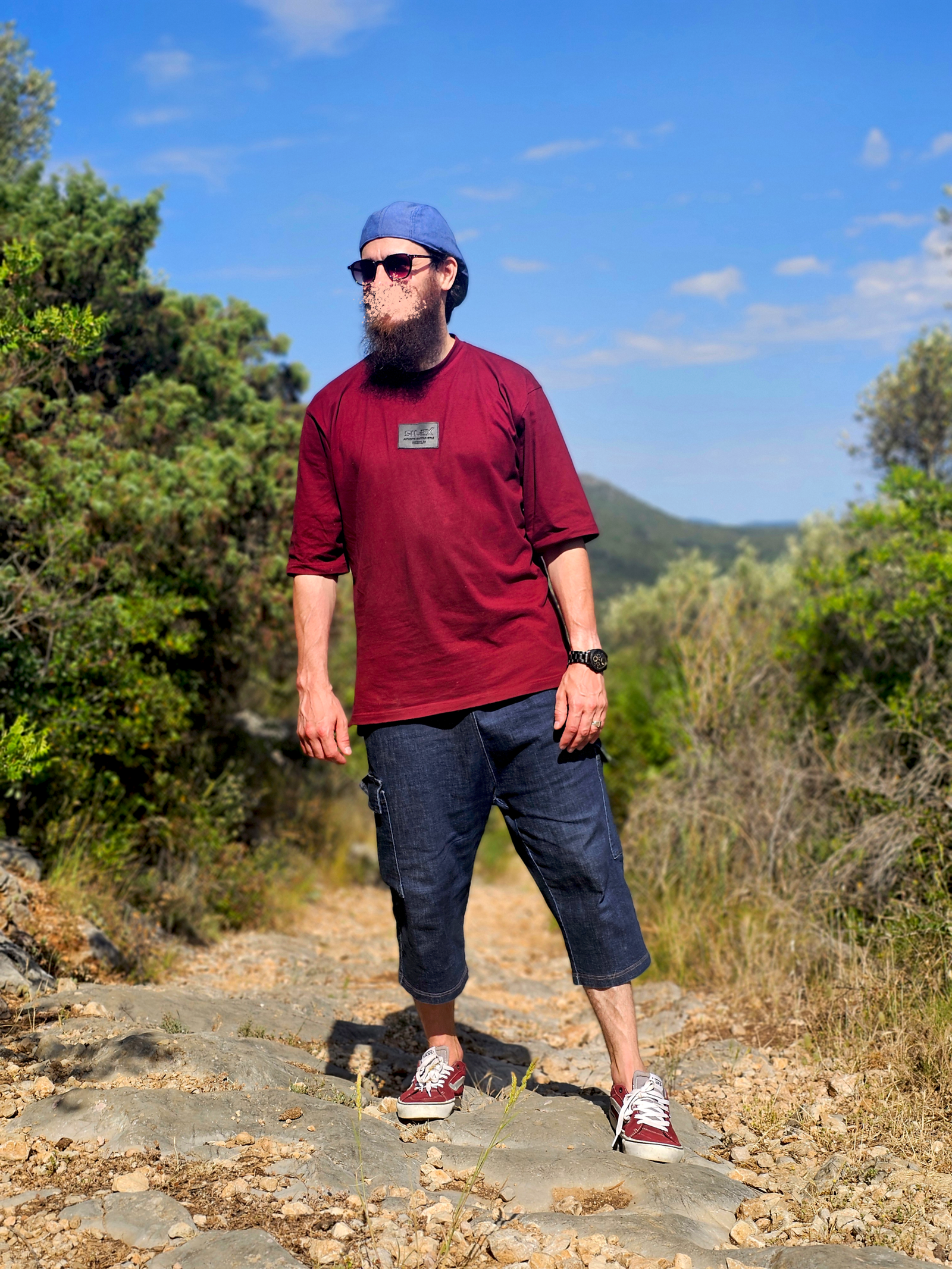 T-shirt 100% Coton - coupe Oversize Homme - bordeaux - Style Streetwear & Urbain | Silex – Image 5