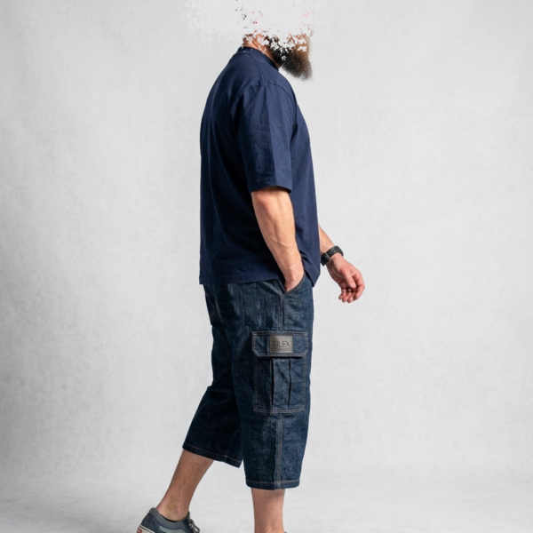 Bermuda - coupe droite Oversize Homme - bleu brut- Style Streetwear & Urbain | Silex