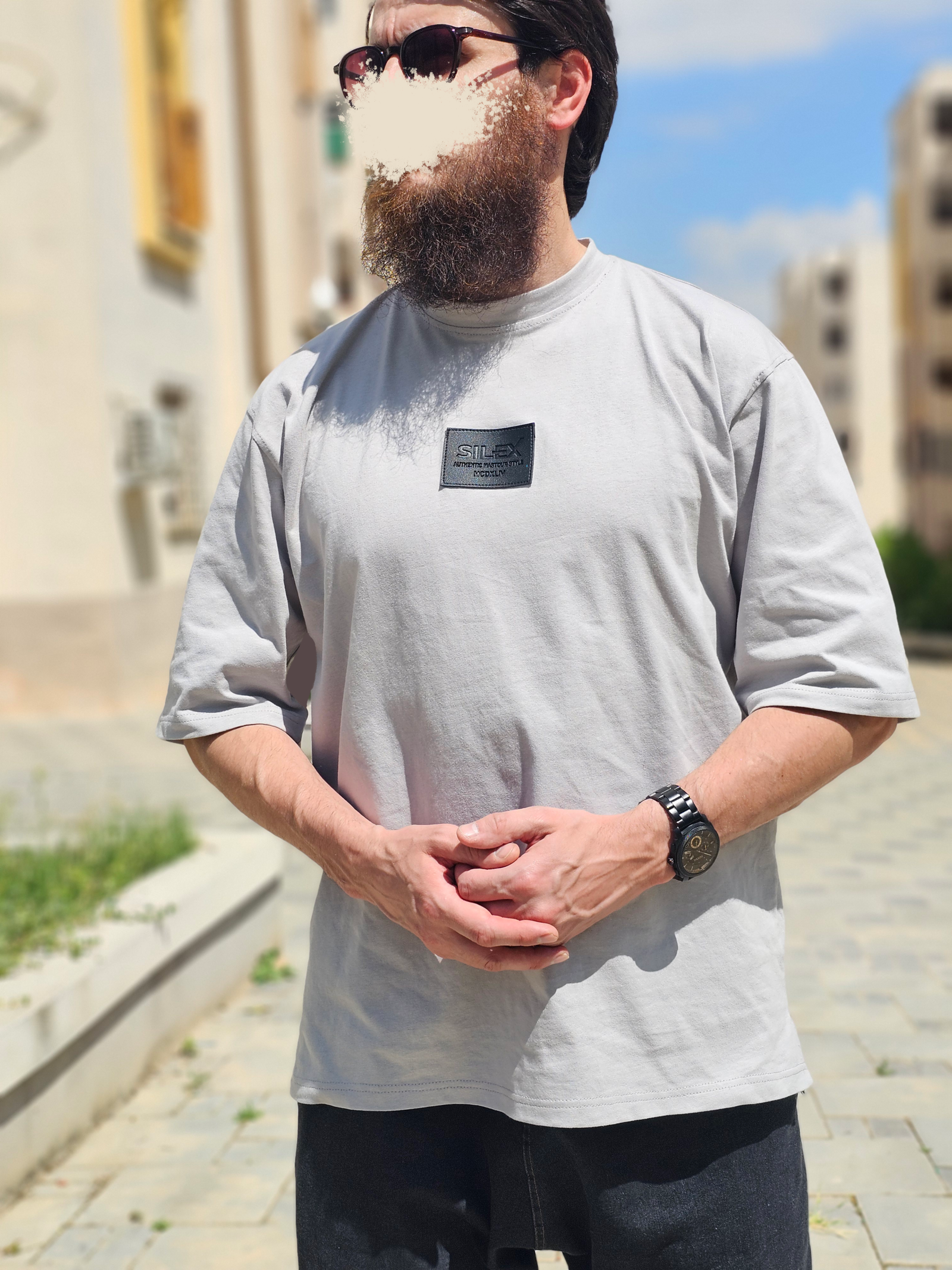 T-shirt 100% Coton - coupe Oversize Homme - gris clair - Style Streetwear & Urbain | Silex – Image 6